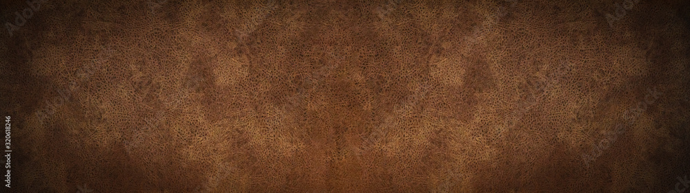 old brown rustic leather - background banner panorama long	 - obrazy, fototapety, plakaty 