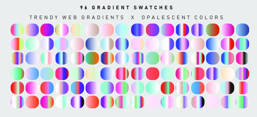 Aufkleber - Set of iridescent gradient swatches for design. Mix of trend colors for 2020 year: opalescent and shiny palette.