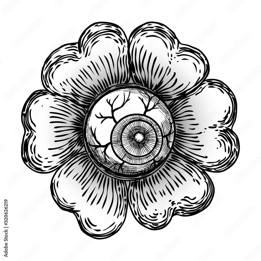 All seeing eye symbol element variation. Alchemy, religion, spirituality and occultism tattoo ink art. Vision of providence and conspiracy theory. Hand drawing in flash tattoo style artwork. Vector.