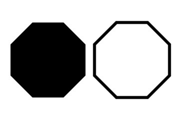 Black octagon icon set of vector geometry polygon