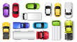 Cars and trucks top view vector illustration