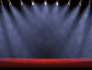 Wall Mural - empty scene with spotlights and smoke. 3d illustration