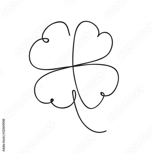 Fotomural Saint patrick clover leaf, Continuous line art