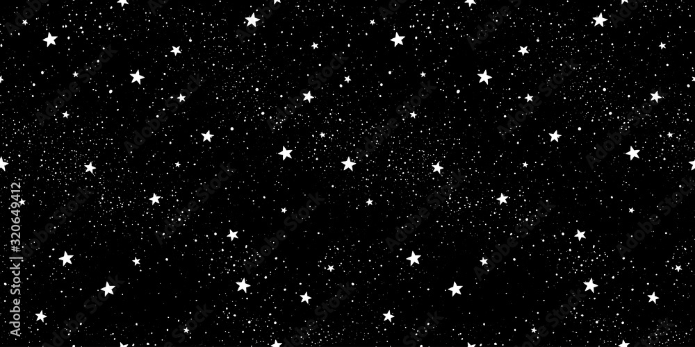 Seamless pattern with stars. Hand drawn stars texture. Night starry sky. - obrazy, fototapety, plakaty 