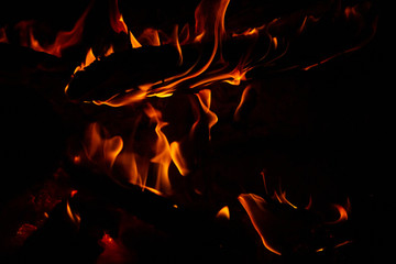 Bonfire outdoors in the evening