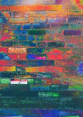 Aufkleber - Colorful painting art wall background design for  your message, ads. Vintage style desktop wallpaper, advertising background.