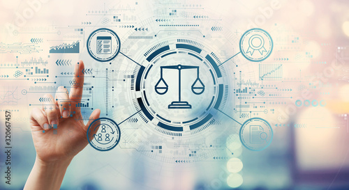 Cuadros en Lienzo Legal advice service concept with hand pressing a button on a technology screen