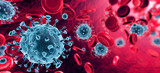 Fototapeta  - Corona Virus In Red Artery - Microbiology And Virology Concept - 3d Rendering