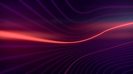Fototapete - deformed wavy wires with bright motion glowing lines. 3d loop animation. 4k, uhd