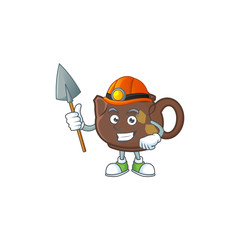 Sticker - Cool clever Miner teapot cartoon character design