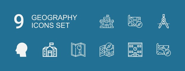 Editable 9 geography icons for web and mobile