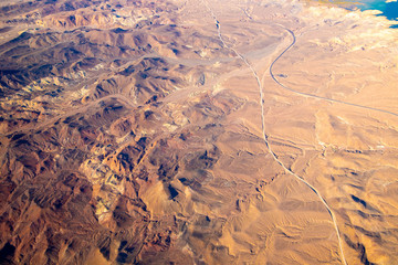 View from airplane on Earth surface.