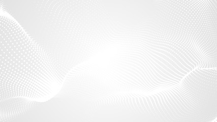 Dot white gray wave light technology texture background. Abstract big data digital concept. 3d rendering.