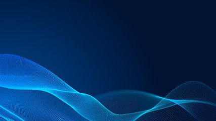 Canvas Print - dot blue wave light screen gradient texture background. abstract technology big data digital backgro