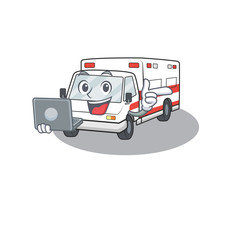 Wall Mural - Smart character of ambulance working with laptop