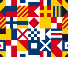 Vintage Seamless Pattern International Marine Flags Texture - Decor. 