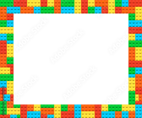 Vector frame from kids construction/building blocks. For kids party, birthday...