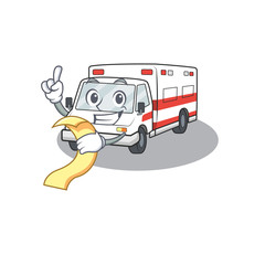 Canvas Print - A funny cartoon character of ambulance with a menu