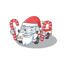 Sticker - Ambulance Cartoon character in Santa costume with candy