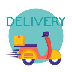 Wall Mural - logistic delivery service with motorcycle