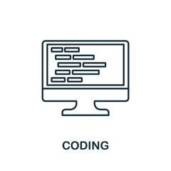 Wall Mural - coding line icon. thin design style from programmer icon collection. simple coding icon for infograp