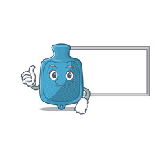 Wall Mural - Thumbs up of hot water bag cartoon design with board