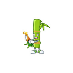 Poster - mascot cartoon design of bamboo stick with bottle of beer