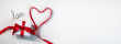 © PhotoGranary - Valentines day. Continous line heart shape border ribbon on white background. Valentines day, marriage, mother day, love concept.