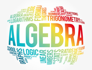 Algebra word cloud collage, education concept background