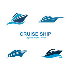  Cruise Ship Logo Simple Template vector icon design
