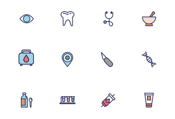 Canvas Print - bundle of medical set icons