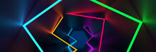 3d Rendering Background, Glowing Lines, Neon Lights, Abstract Psychedelic Background, Ultraviolet, Vibrant Colors