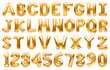© Magryt - English alphabet and numbers made of golden inflatable helium balloons isolated on white. Gold foil balloon font, full alphabet set of upper case letters and numbers.