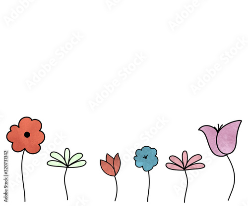 お花のイラスト 背景 ライン かわいい パステル 素材 Wall Mural Yugoro