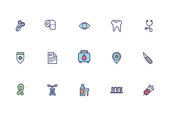 Canvas Print - bundle of medical set icons