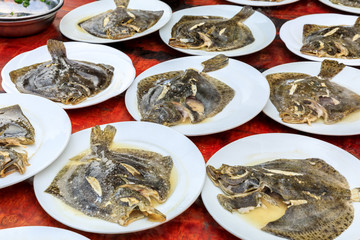 Delicious sea fish on a white plate