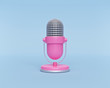 © FOTOSPLASH - cute pink Retro microphone isolated on pastel blue background. minimal style. 3d rendering