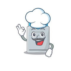 Sticker - Key card cartoon character wearing costume of chef and white hat