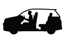 Car With Driver Silhouette Vector