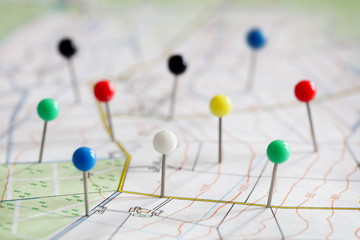 Pins showing destination location on map