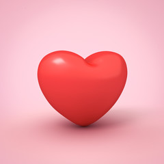 Aufkleber - Red heart isolated on pink pastel color background with shadow 3D rendering