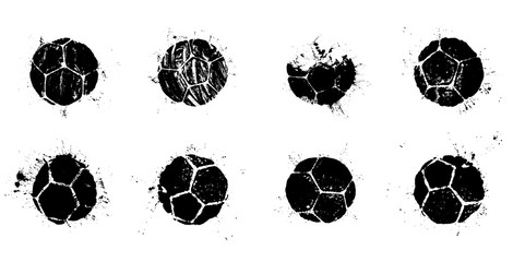 Wall Mural - Grunge soccer ball abstract silhouettes set