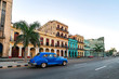 main street Paseo Marti. Marti Promenade in front of iconic old colorful colonial houses in Havana Vieja. Old Havana,