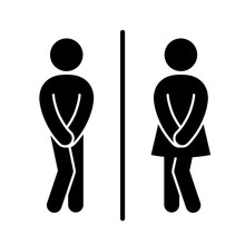 Funny Wc Toilet Door Plate Symbols. WC Sign Icon Vector Illustration On The White Background. Vector Man & Woman Icons.	