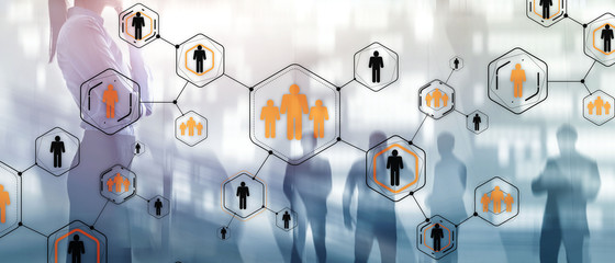 Wall Mural - people icons social network. orange and black people icons.