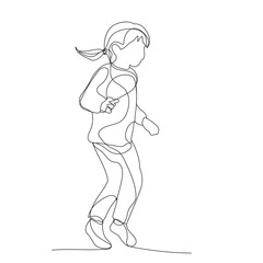 vector, isolated, one line drawing, little girl