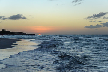 Wall Mural - Sunset on the beach of Atlantic Ocean, Cuba