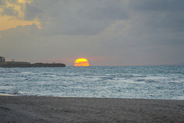 Wall Mural - Sunset on the beach of Atlantic Ocean, Cuba