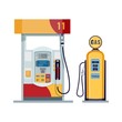 Gas or petrol station. Gasoline, oil, fuel, diesel pump. Retro and modern design. Vector