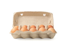 Egg Box With Chicken Eggs, Carton Pack Or Egg Container